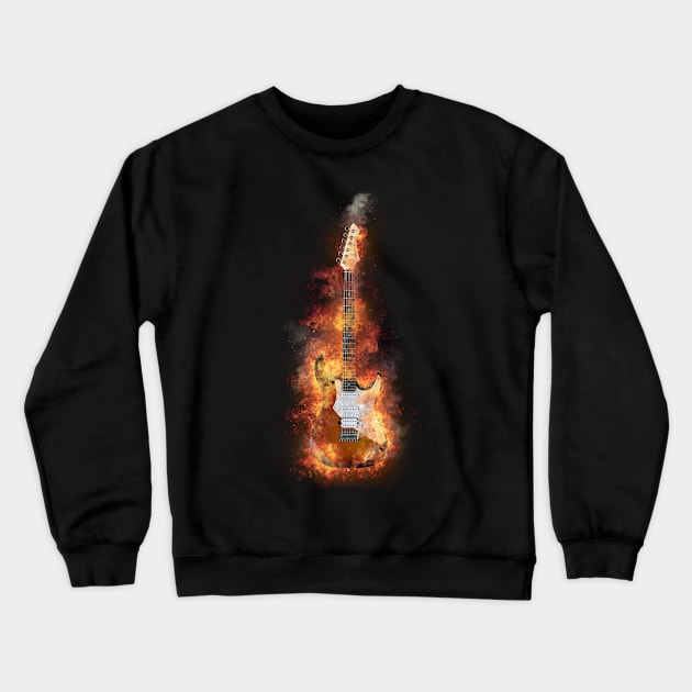 Flaming guitar 2 Crewneck Sweatshirt by Ratherkool